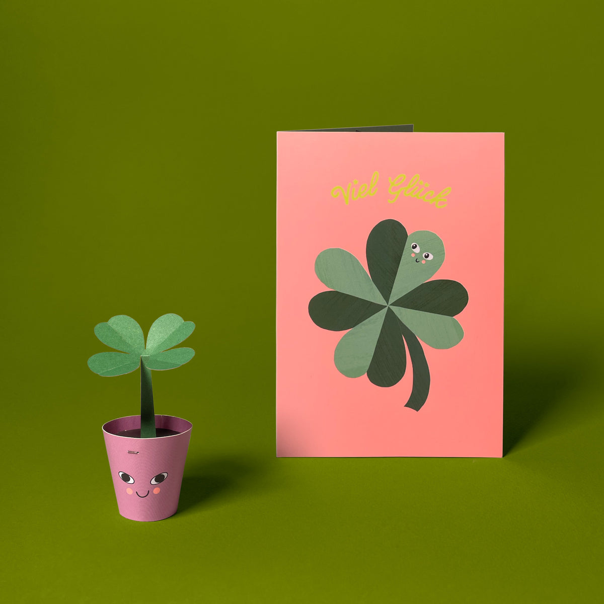 Mini Glücksklee – Karte und gefaltetes Objekt, Seitenansicht