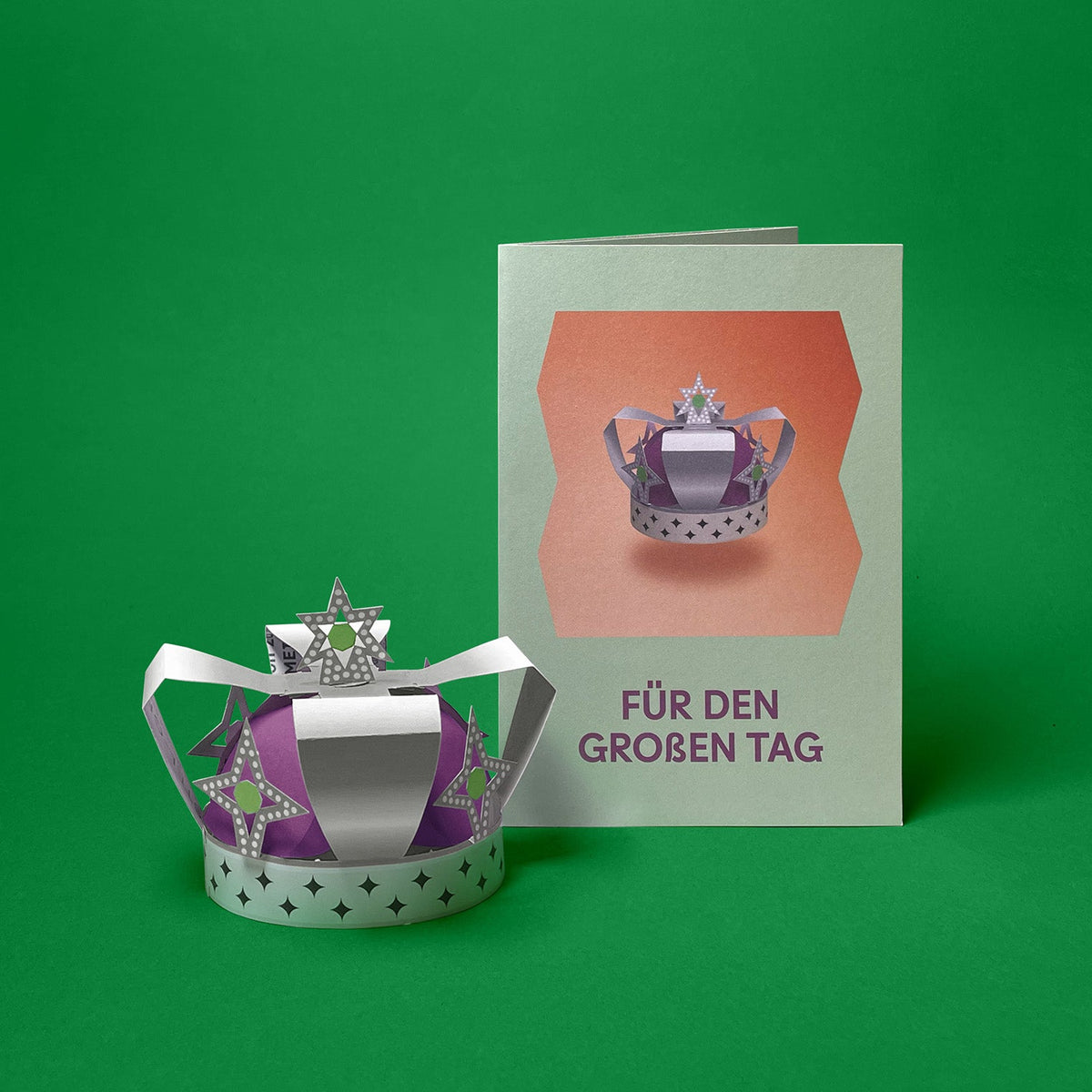 12 Grußkarten im Set: Ein Jahr sorglos: Krone Silber