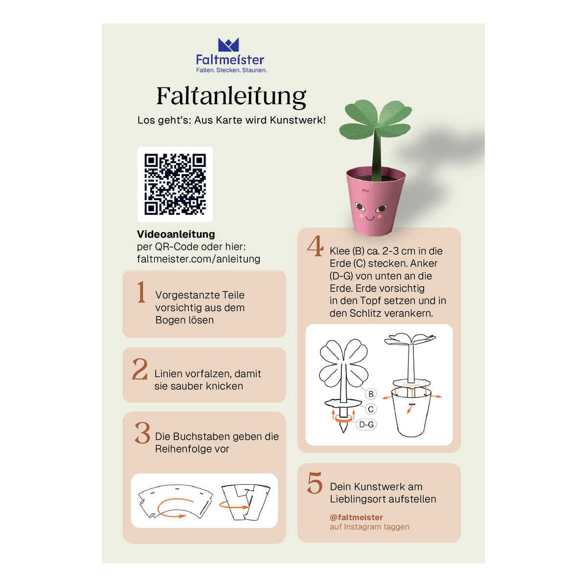 Bastelanleitung Mini Glücksklee