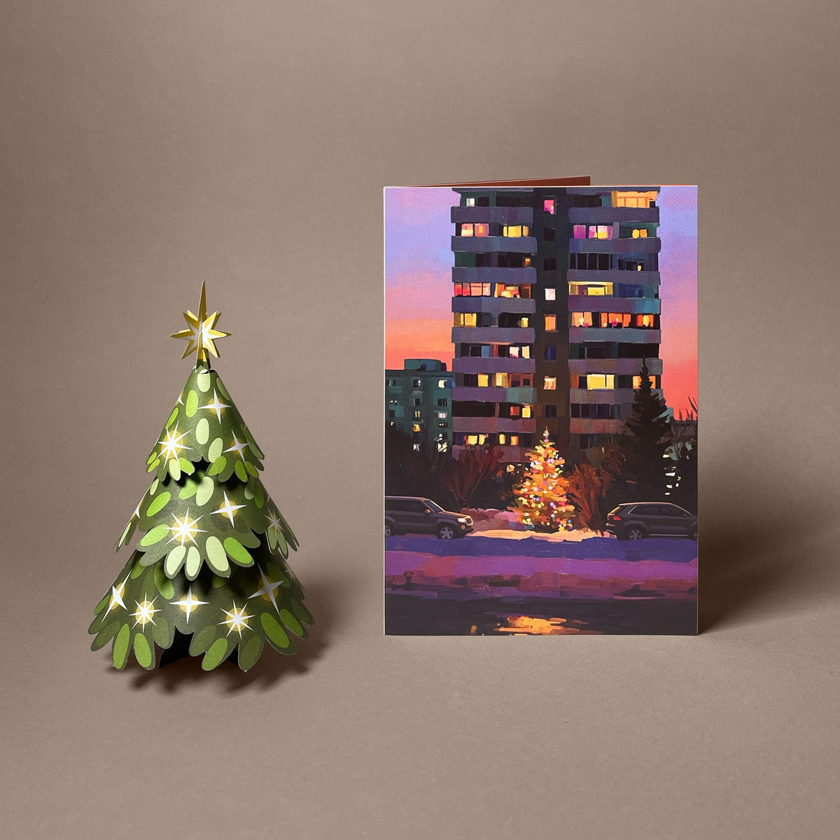 6 Weihnachtskarten im Set: Neu und klassisch: Weihnachtsbaum